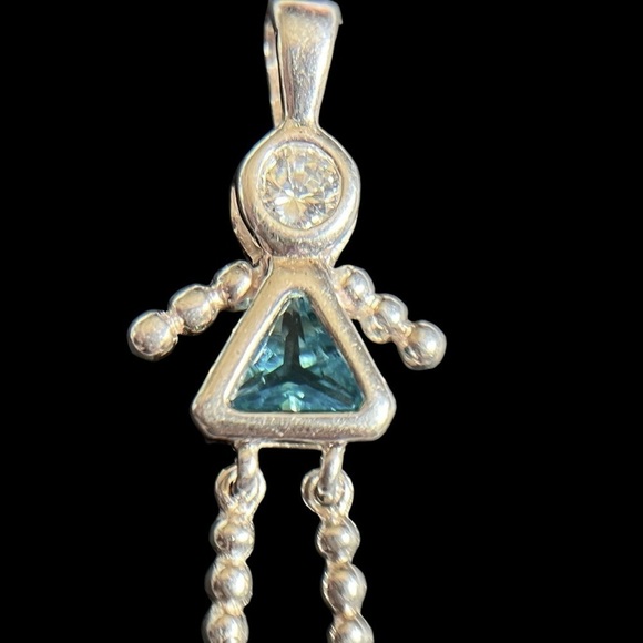Sterling Silver 925 Boy Girl Crystal Birthstone Pendant Charm March Aquamarine - Picture 5 of 5